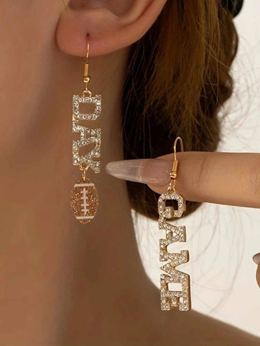 ✨ Boutique Exclusive Rhinestone "GAME" "DAY" Dangle Statement Earrings